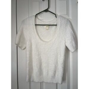 Maeve Scoop Neck Eyelash Sweater Tee Woman Small